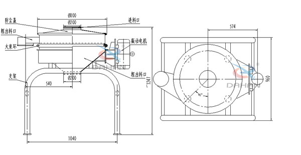 單電機(jī)直排篩結(jié)構(gòu)圖